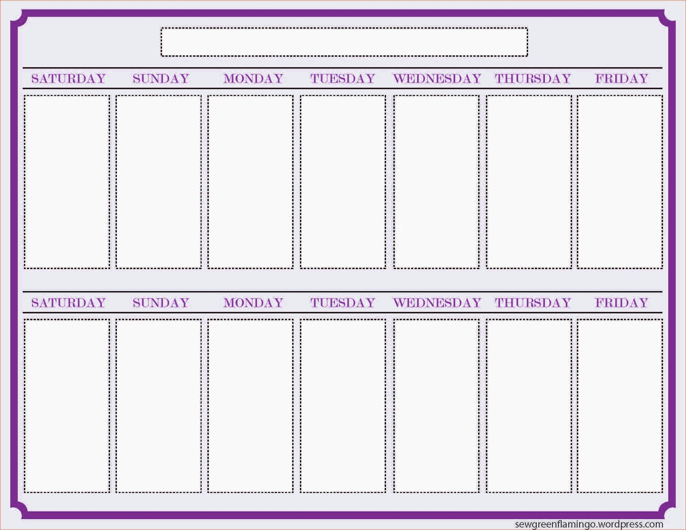 2 Week Blank Printable Calendar Template Calendar Design