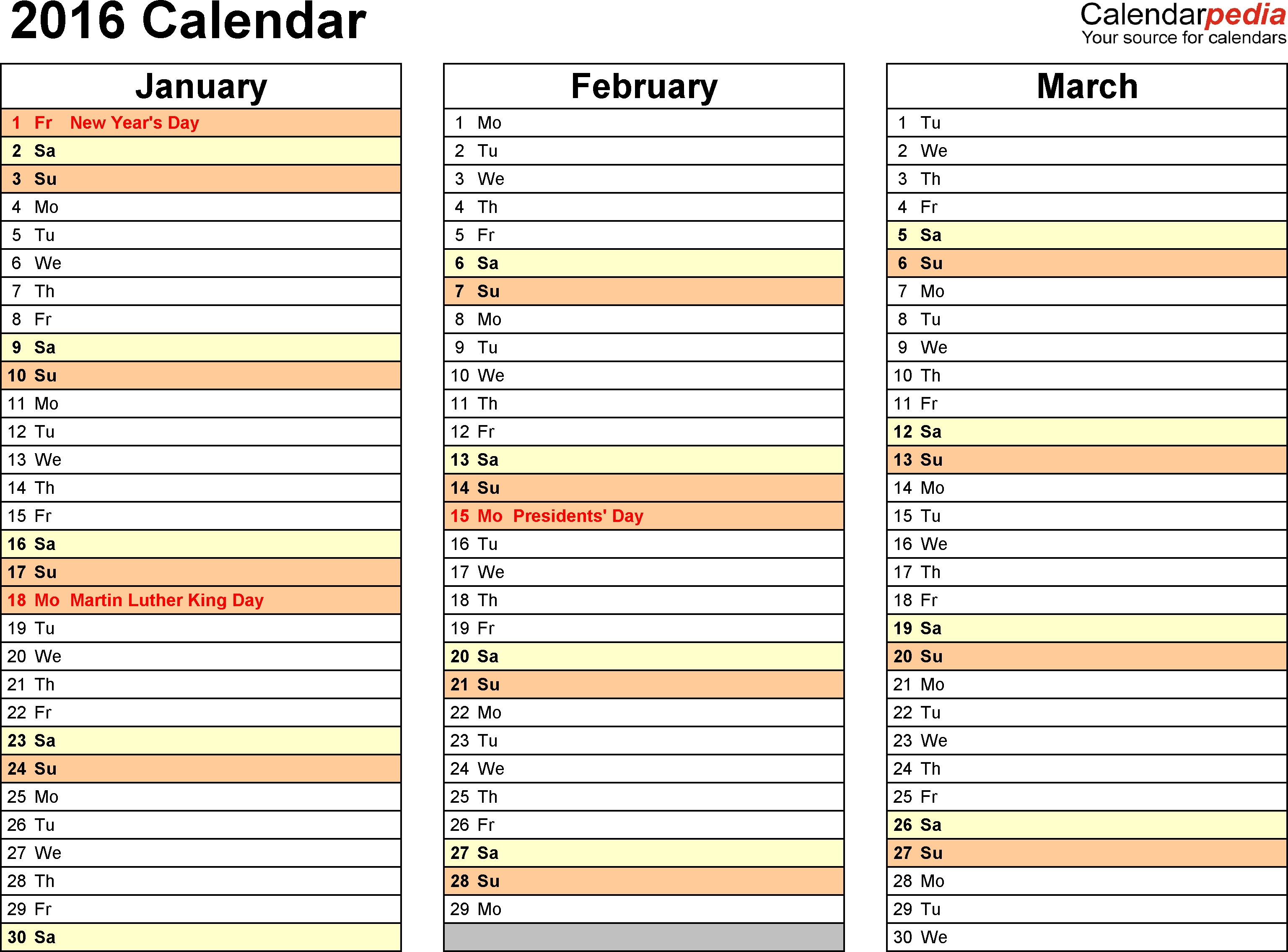 2016 Calendar - Download 16 Free Printable Excel Templates (.xlsx)  Excel 3 Month Staff Calendar Template