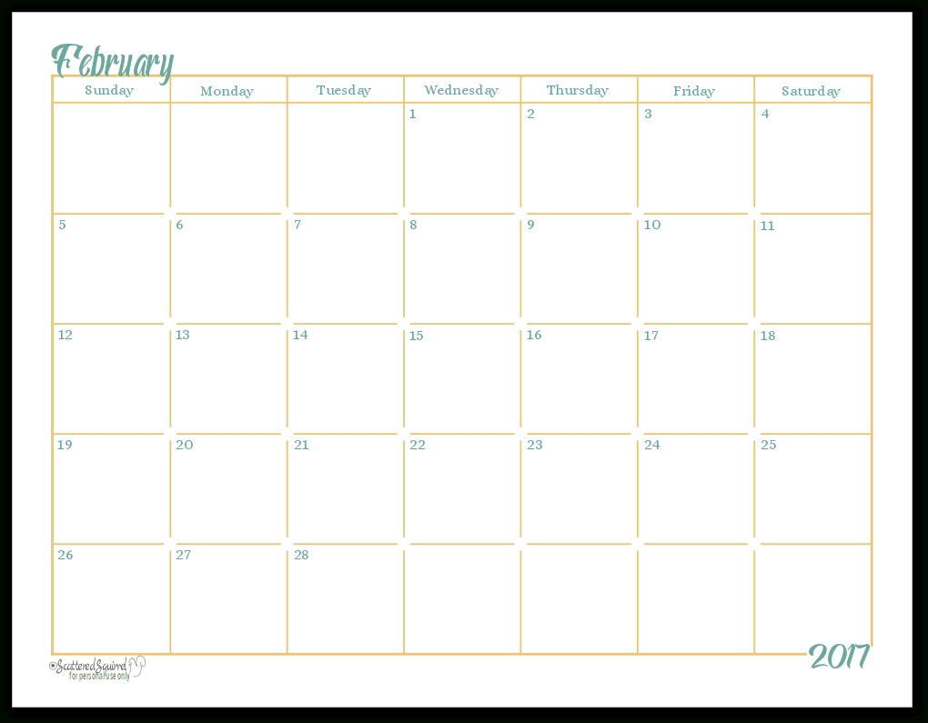 2017 Full Size Monthly Calendar Printables Are Here Fine Month  Printable Full Size Blank Calendar