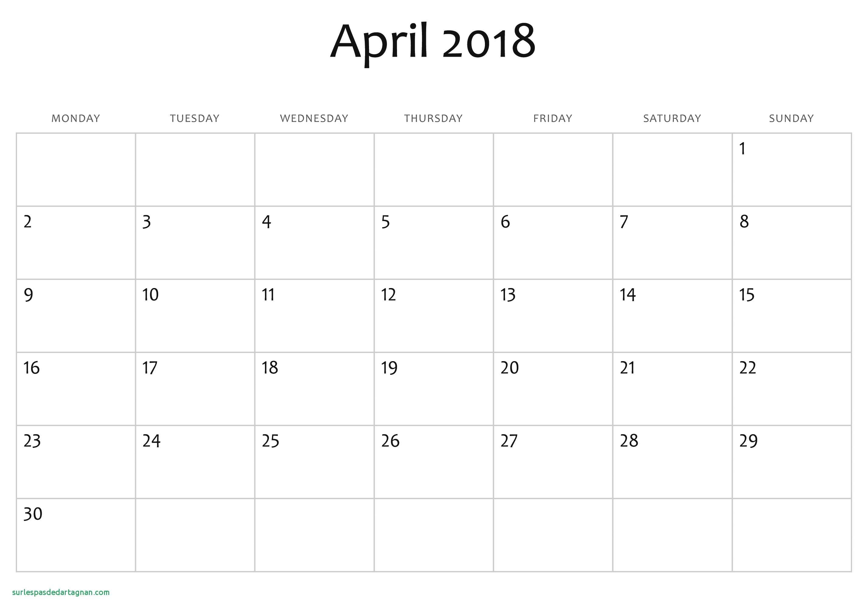 2018 April Blank Calendar Printable Unique Of Calendar Template  Free Blank Calendar Templates To Print