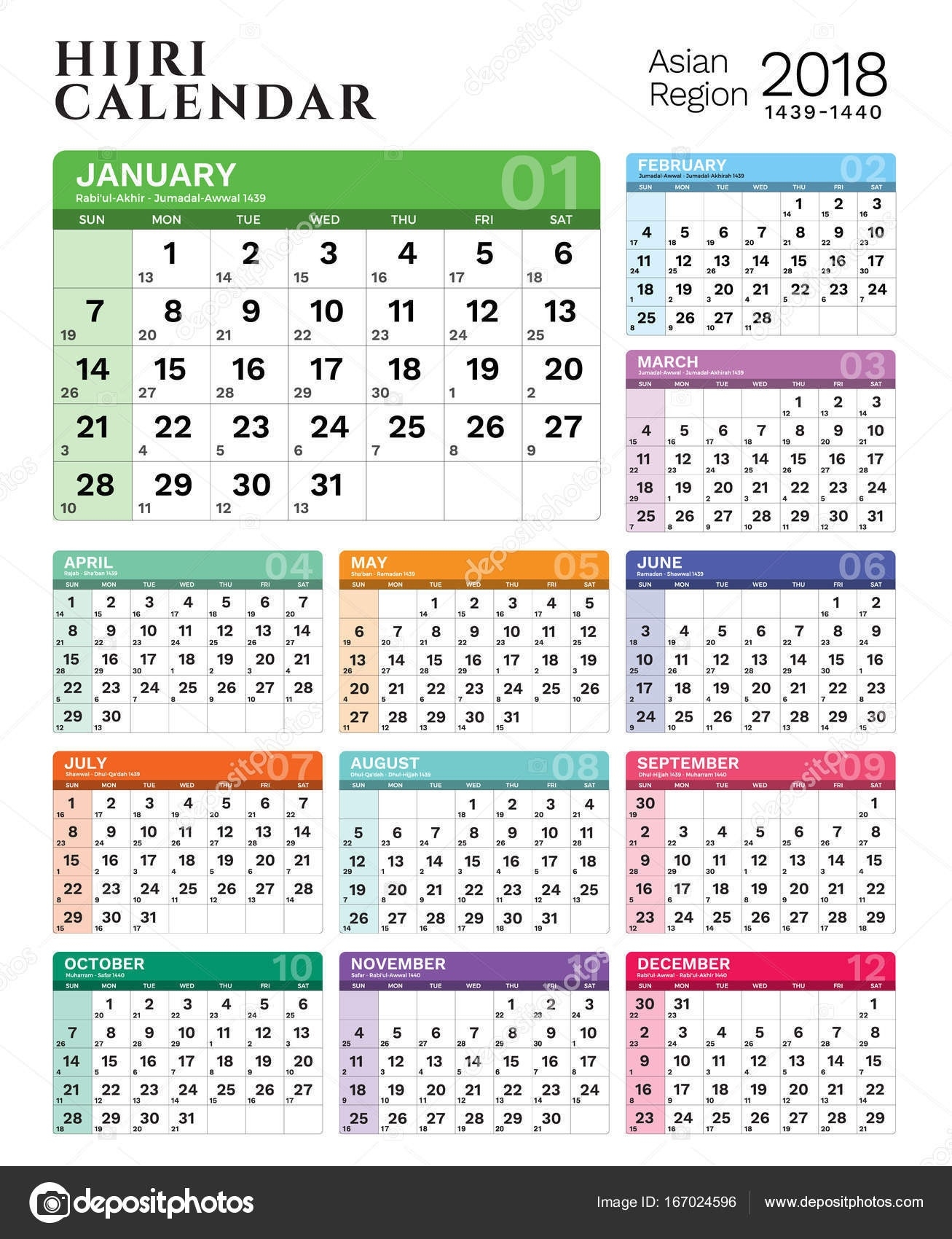 2018 Islamic Hijri Calendar Template Design Version 4 Stock Cool  Islamic Calendar For The Philippines