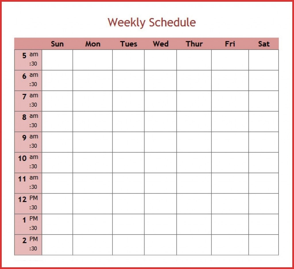 weekly planner printable 5 am start template calendar design