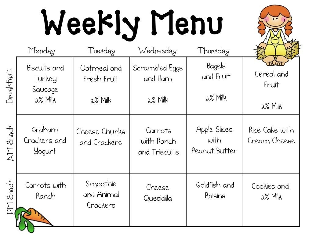 5 Week Lunch Menu Rotation Template | Calendar Template Printable  5 Week Lunch Menu Rotation Template