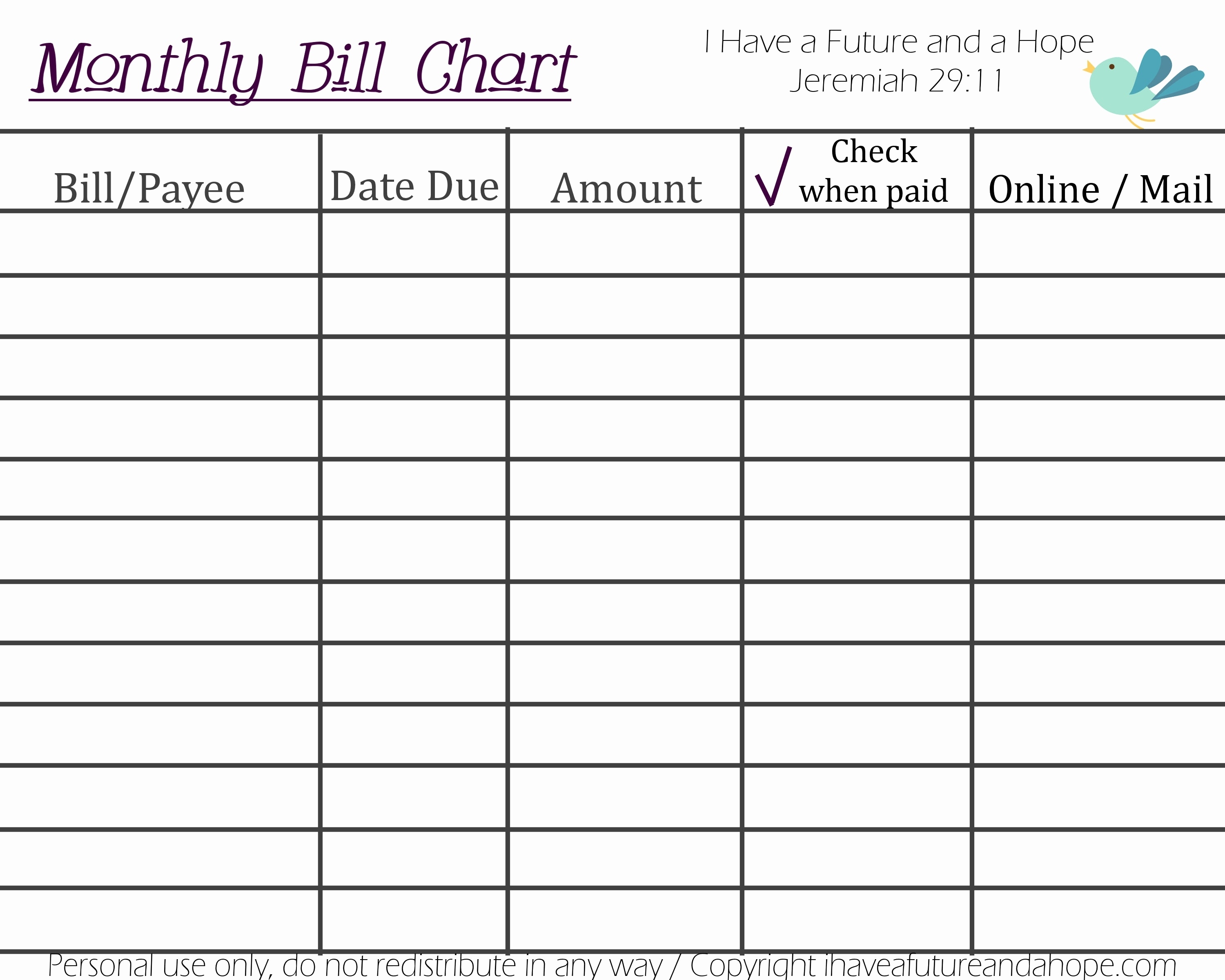 Bill Organizer Calendar - Yeniscale.co  Custom Worksheet Monthly Bill Payment