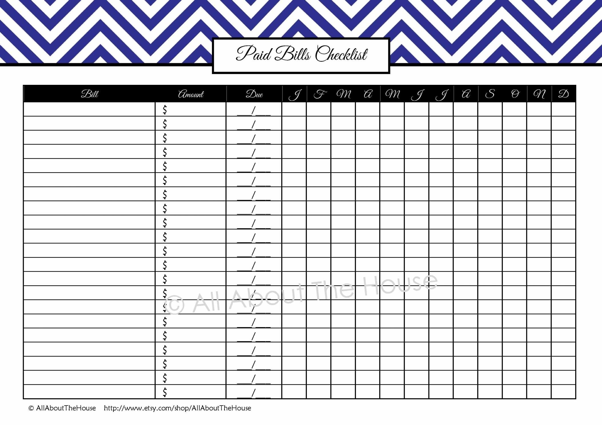 Free Monthly Bill Organizer Template Excel