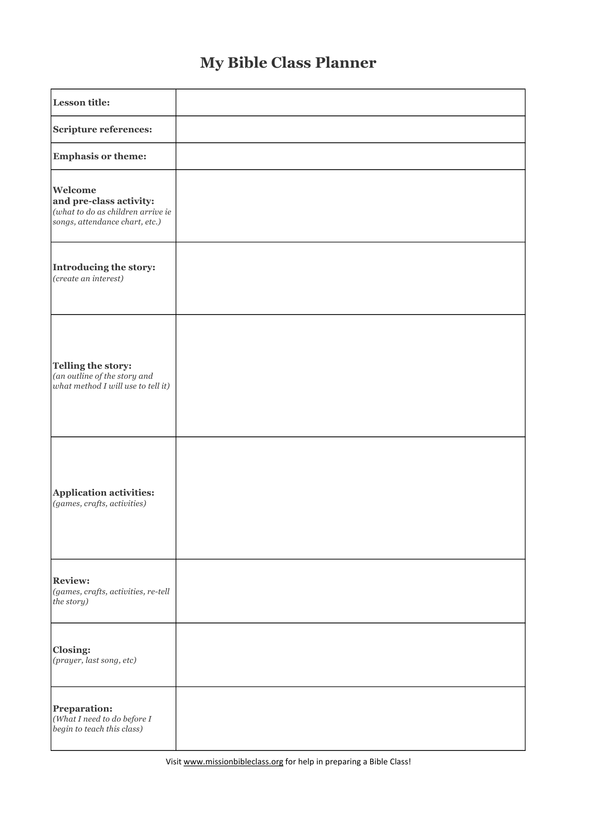 Blank Lesson Plan Templates To Print | Lesson Planning | Pinterest  Template Printable For Monthly Calendar Lesson Plans For Childrens Church