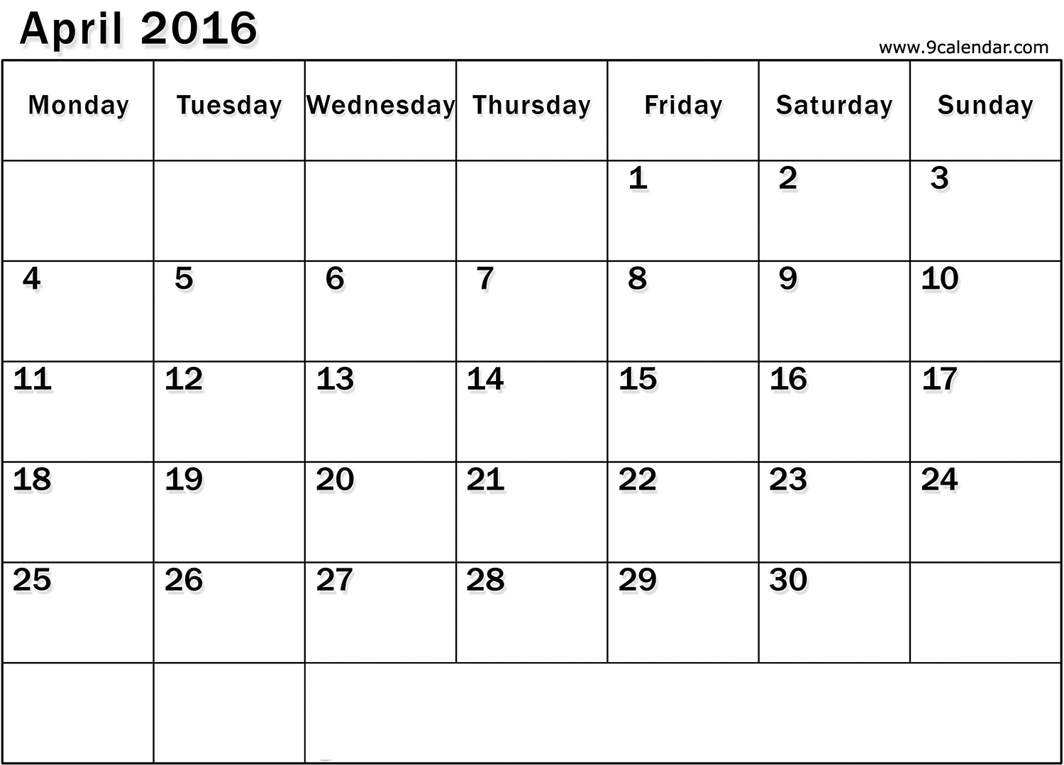 Blank Weekly Planner - Shefftunes.tk  Blank Monthly Calendar Monday Start
