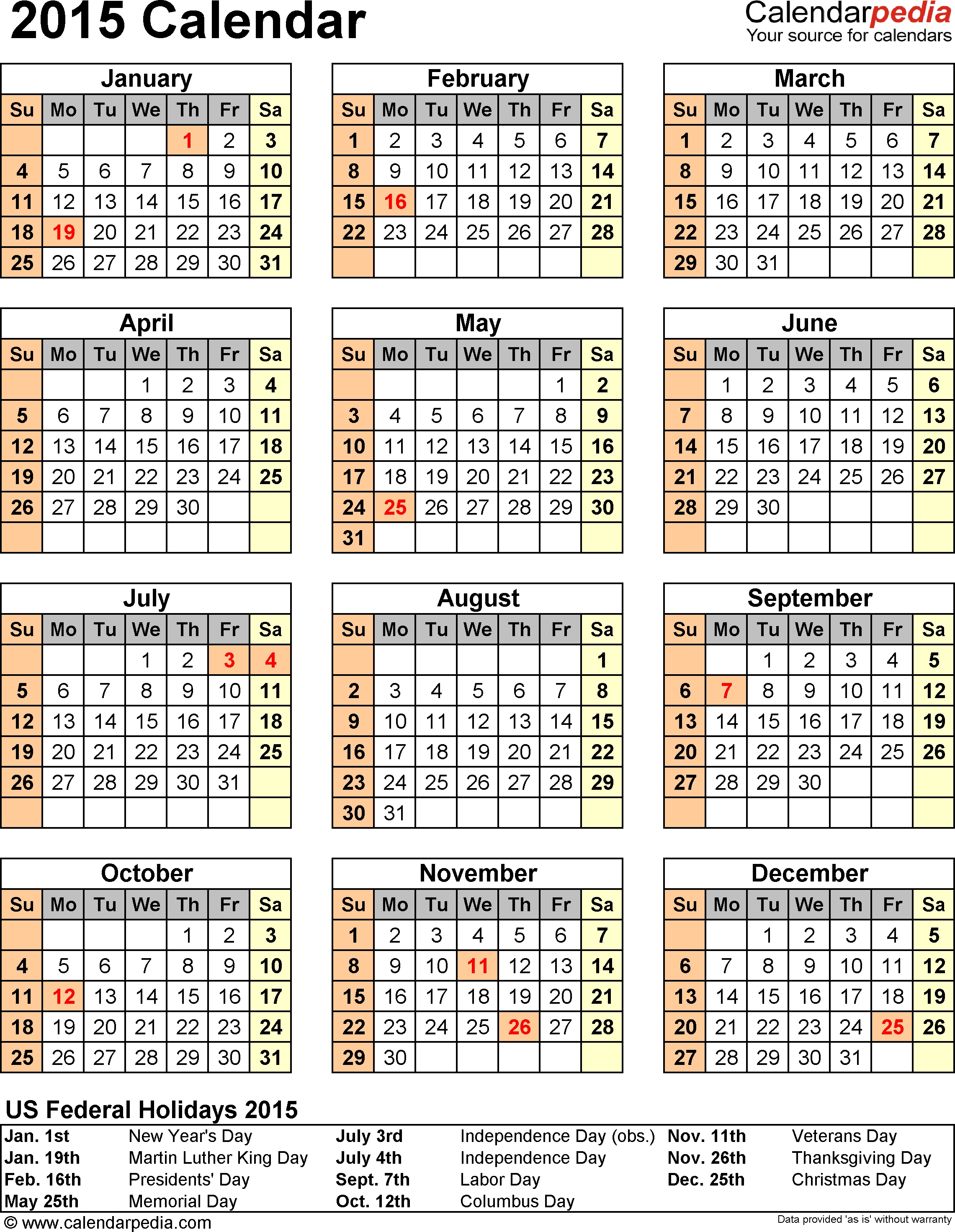 Calendar 2015 With Holidays Printable - Yeniscale.co  Printable 2014 Calendar With Canadian Holidays