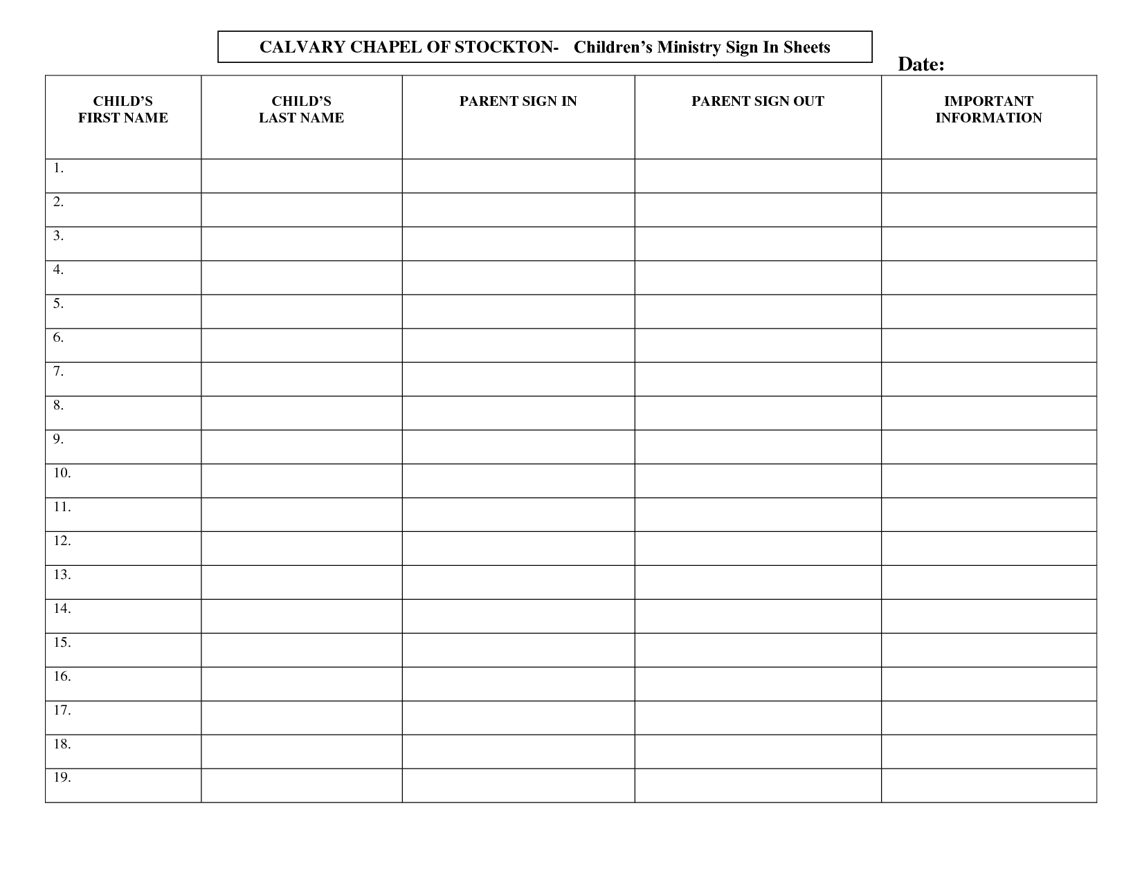 Children&#039;s Church Sign In Sheet Template - Google Search | Childrens  Template Printable For Monthly Calendar Lesson Plans For Childrens Church