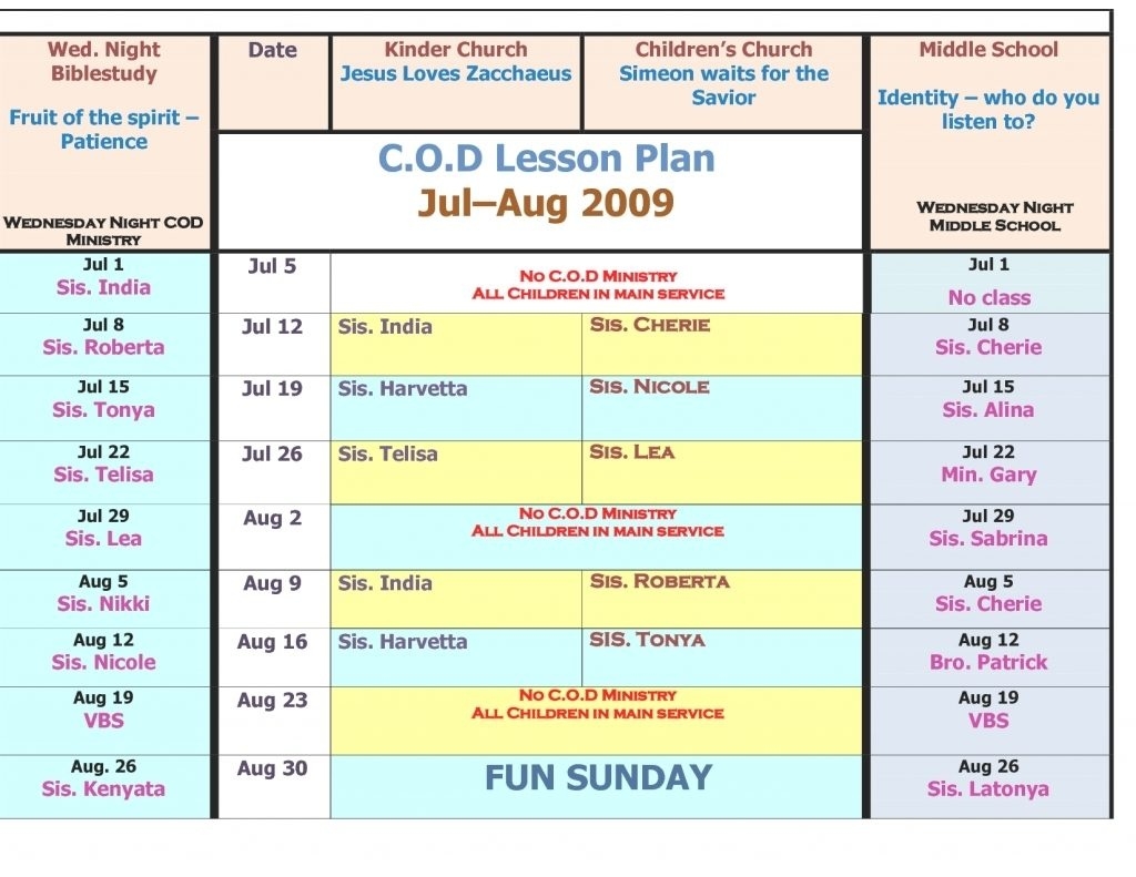 Church Calendar Templates | Calendar Image 2019  Template Printable For Monthly Calendar Lesson Plans For Childrens Church