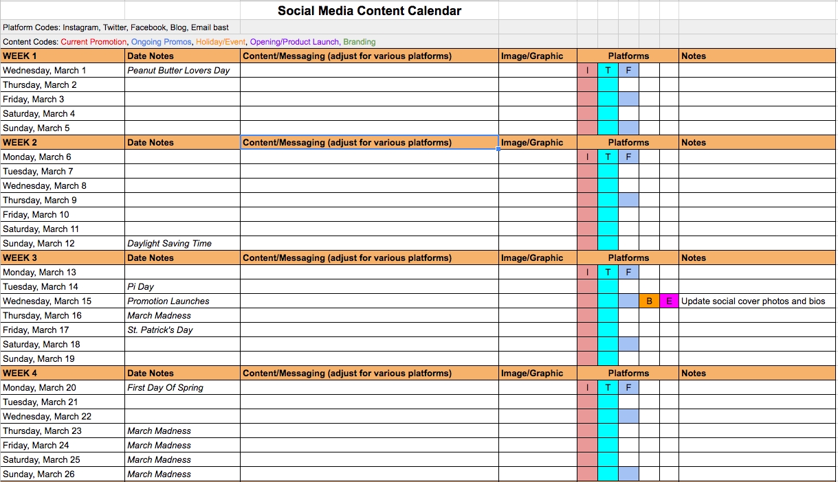 Creating A Better Social Media Content Calendar | Six Degrees La  Social Media Posting Calendar Template