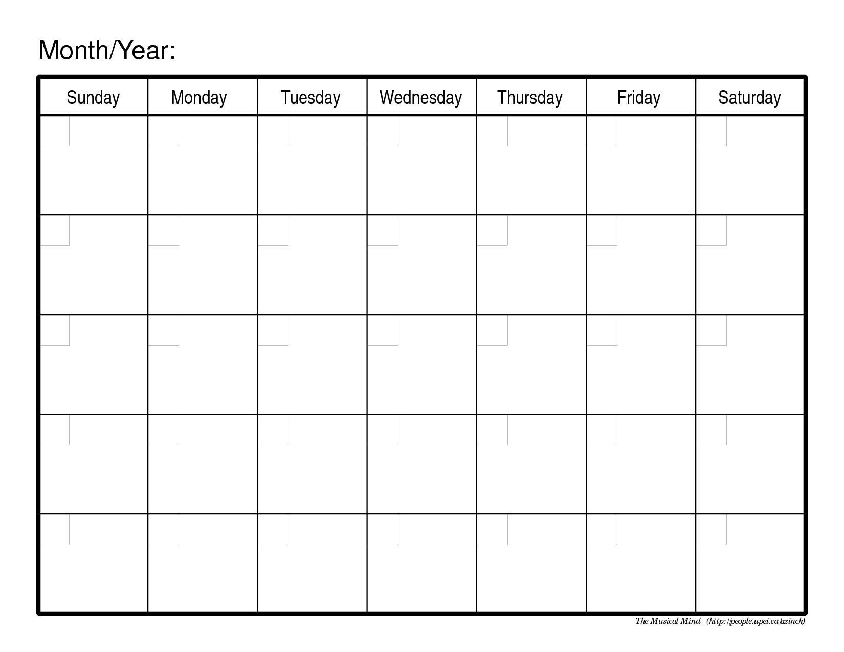 Editable Monthly Calendar Template - Yeniscale.co  Printable Editable Monthly Calendar Template