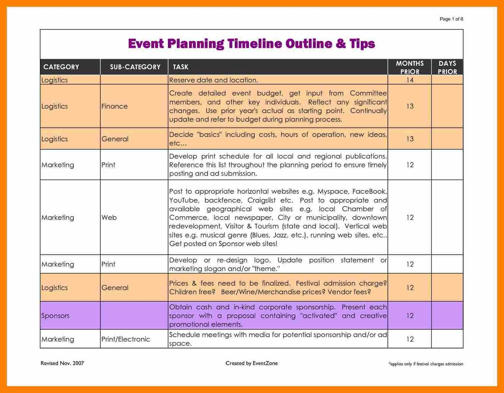 Event Planning Schedule Template Free Best Design Idea