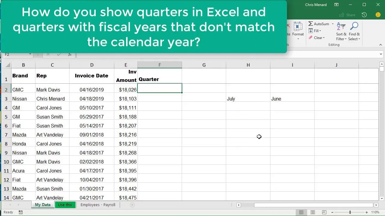 How To Find Fiscal Quarter In Excel