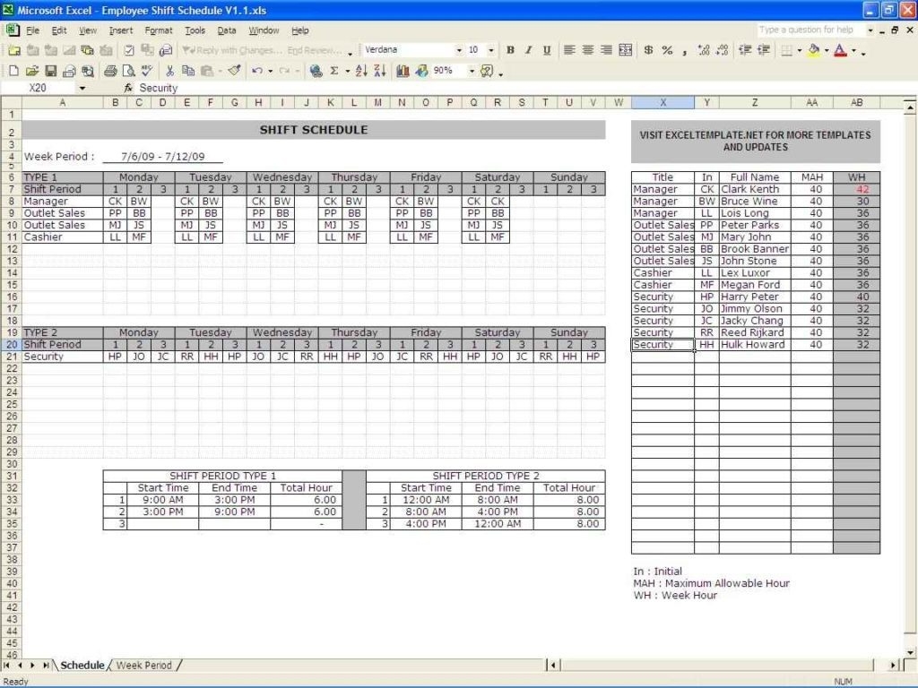 Excel Spreadsheet Template For Employee Schedule Annual Leave  3 Day Shift Restaurant Template Sheets Excel