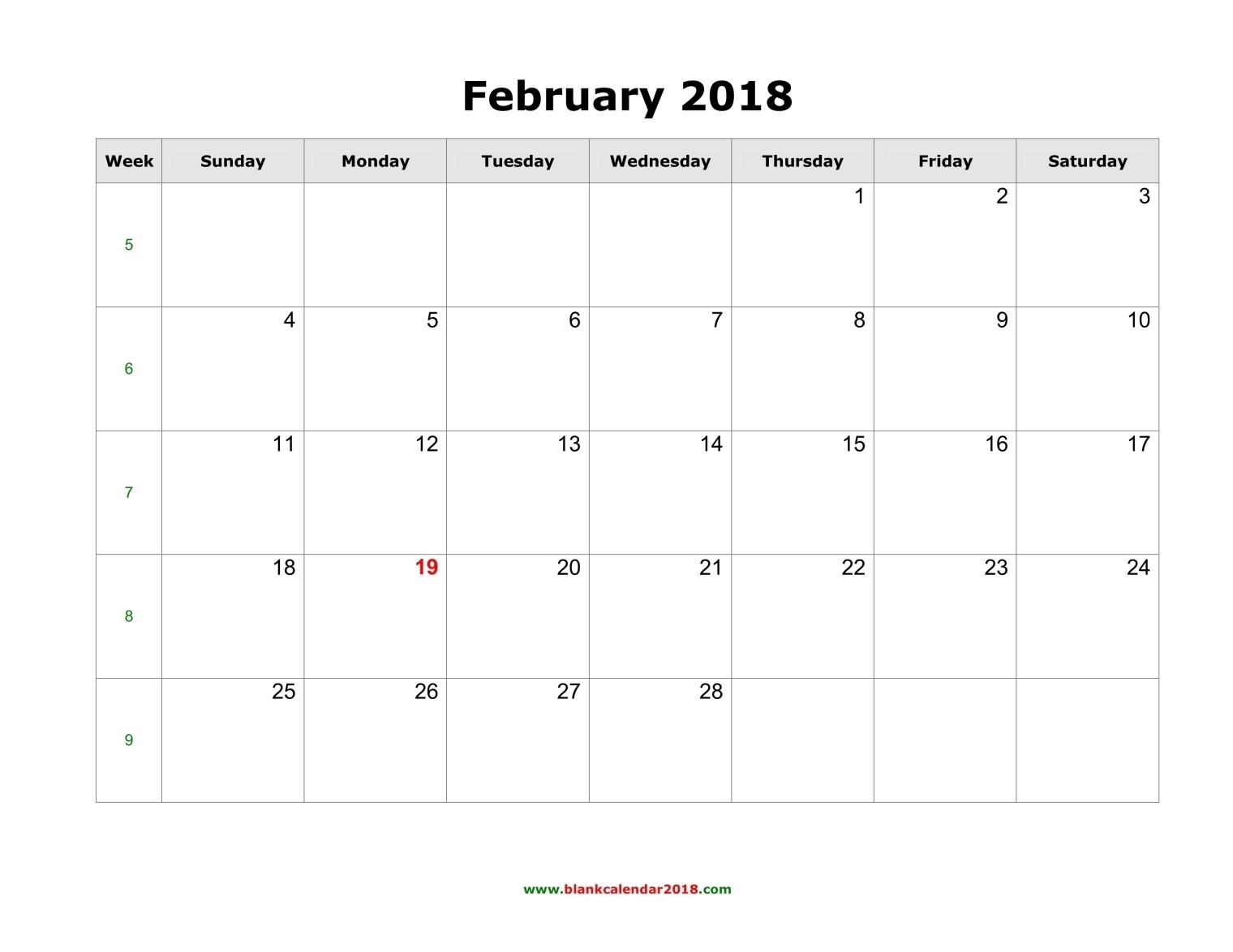 February 2018 Calendar Notes - Yeniscale.co  Calendar With Large Space For Notes In Excel
