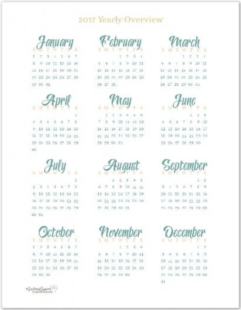 Free 2018 Unicorn Year At A Glance Calendar | 2018 Calendar Template  Year At A Glance Printable Template