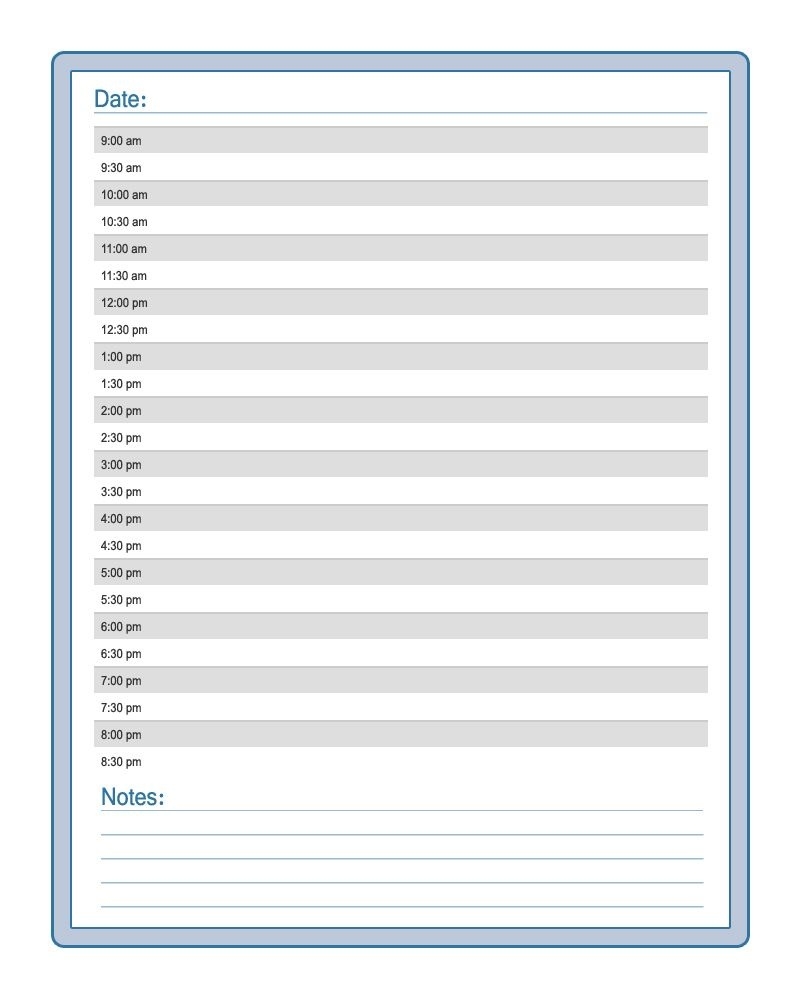 daily schedule planner printable blank