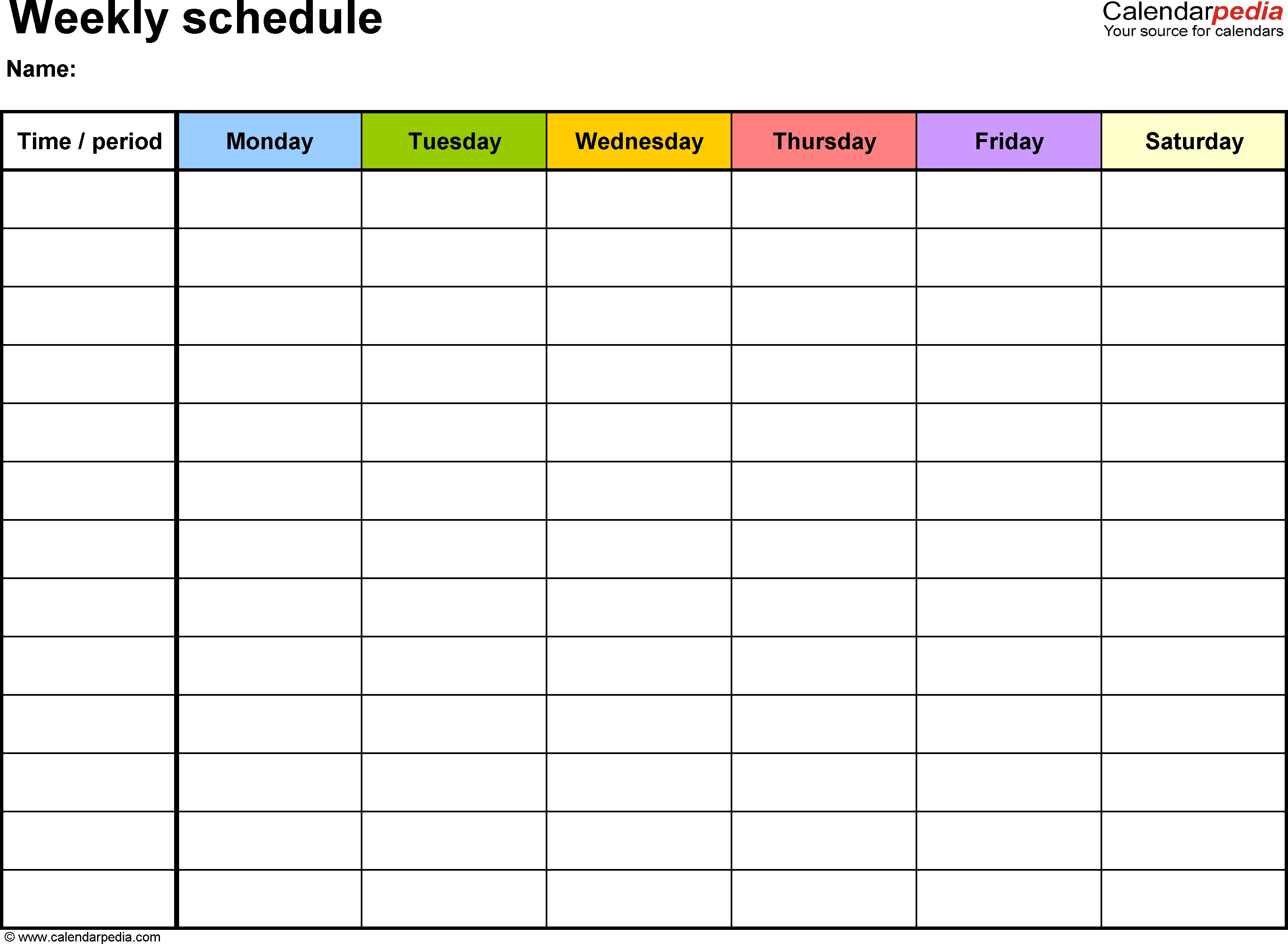 Free Weekly Schedule Templates For Word - 18 Templates  Monday Though Friday Timed Schedule