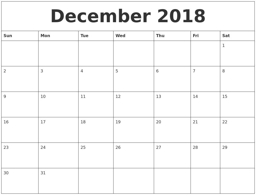 Full Page Monthly Calendar 2018 - Yeniscale.co  Full Page Monthly Calendar Printable