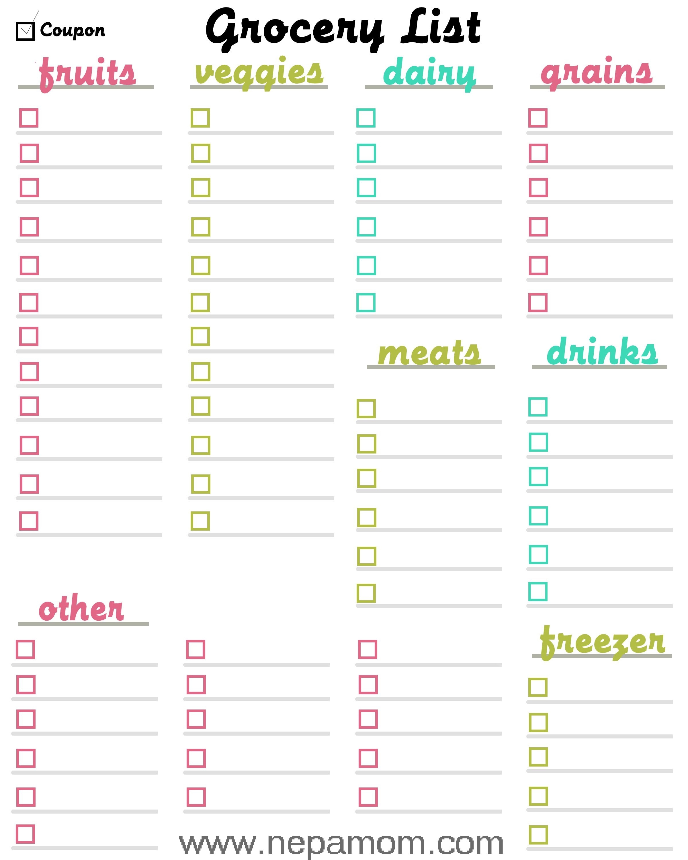 Grocery Shopping List Template--Print This Template Out And Save  Blank Shopping List Template A4 Editable