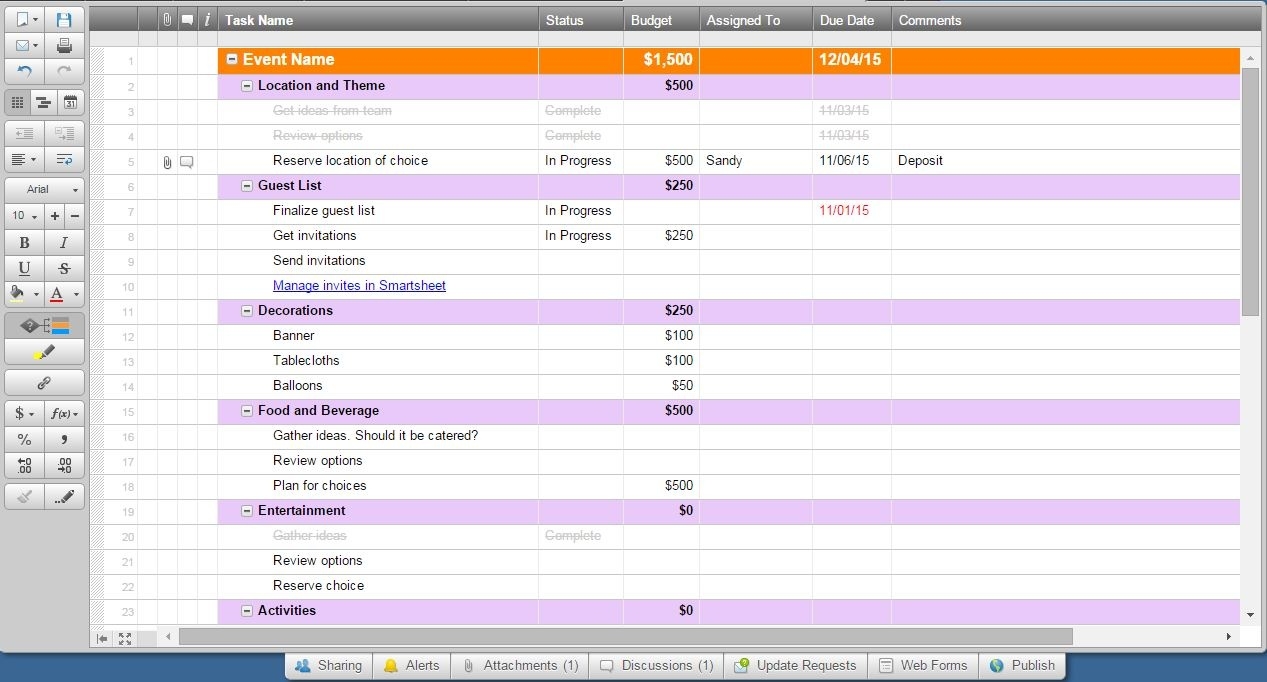 How To Use Smartsheet As Event Management Software  Run Of Event Event Plan Template In Excel