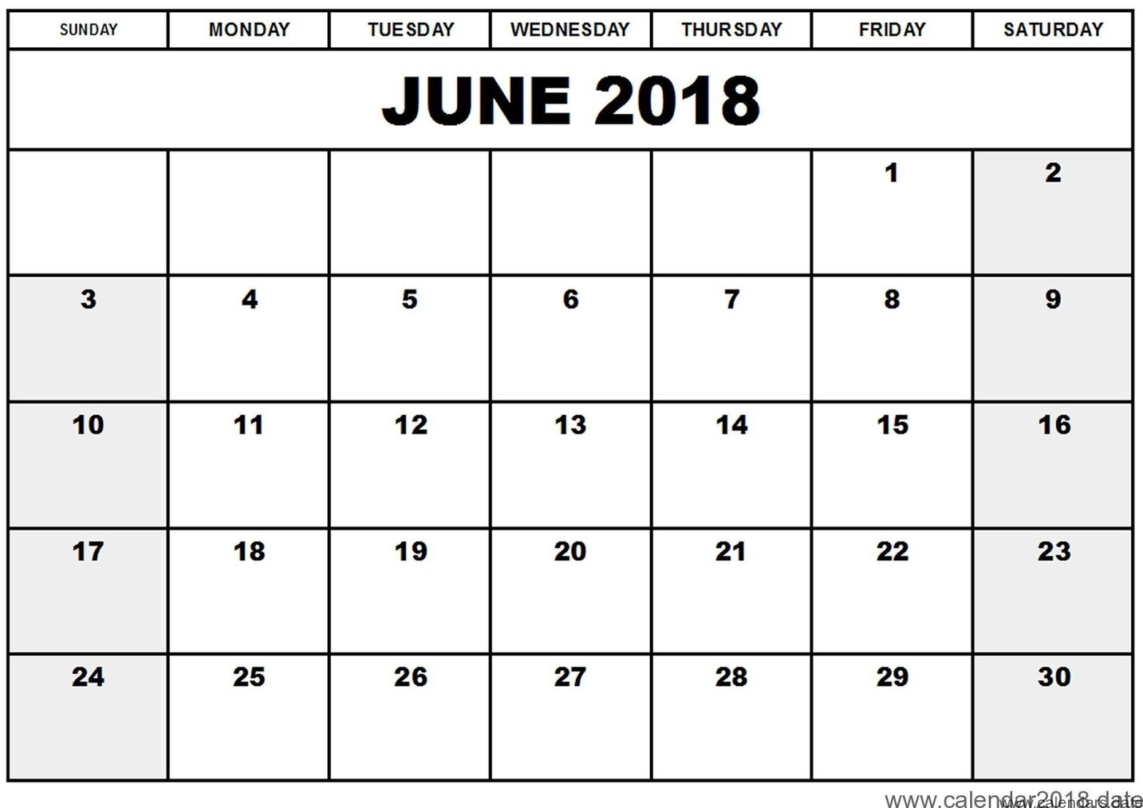 June 2018 Monthly Calendar Printable - Incep.imagine-Ex.co  Fill In Monthly Calendar Printable