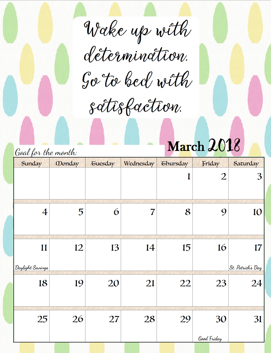 March 2018 Motivational Calendar | Calendar | Pinterest | March  March Childrens Calendar Watercolor Png