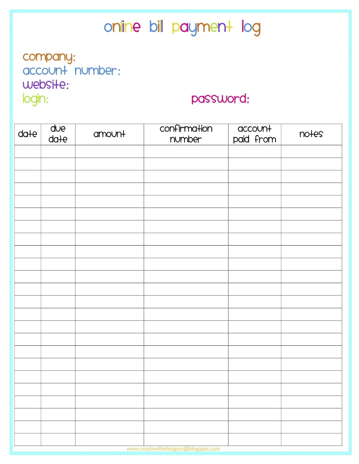 Monthly Bill Log Template  Bills Paid In And Out Sheet