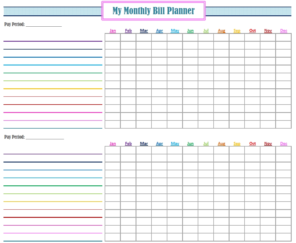 Monthly Bill Log Template  Free Printable Monthly Bill Tracker