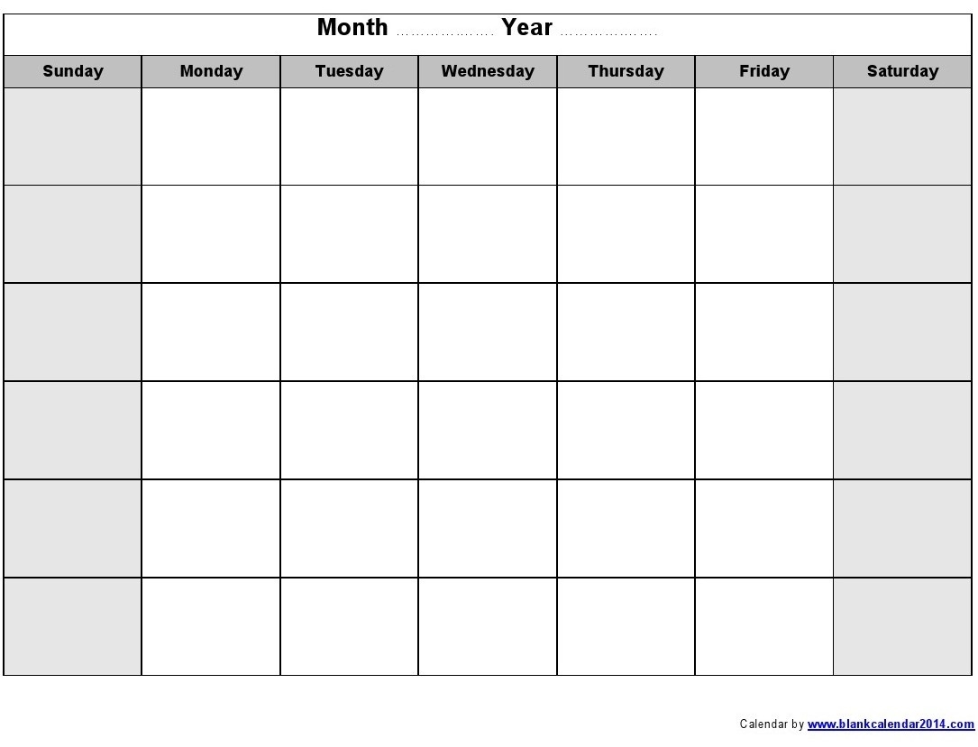 Monthly Calendar Printable | Monthly Calendar Template  Blank Calendar For A Month