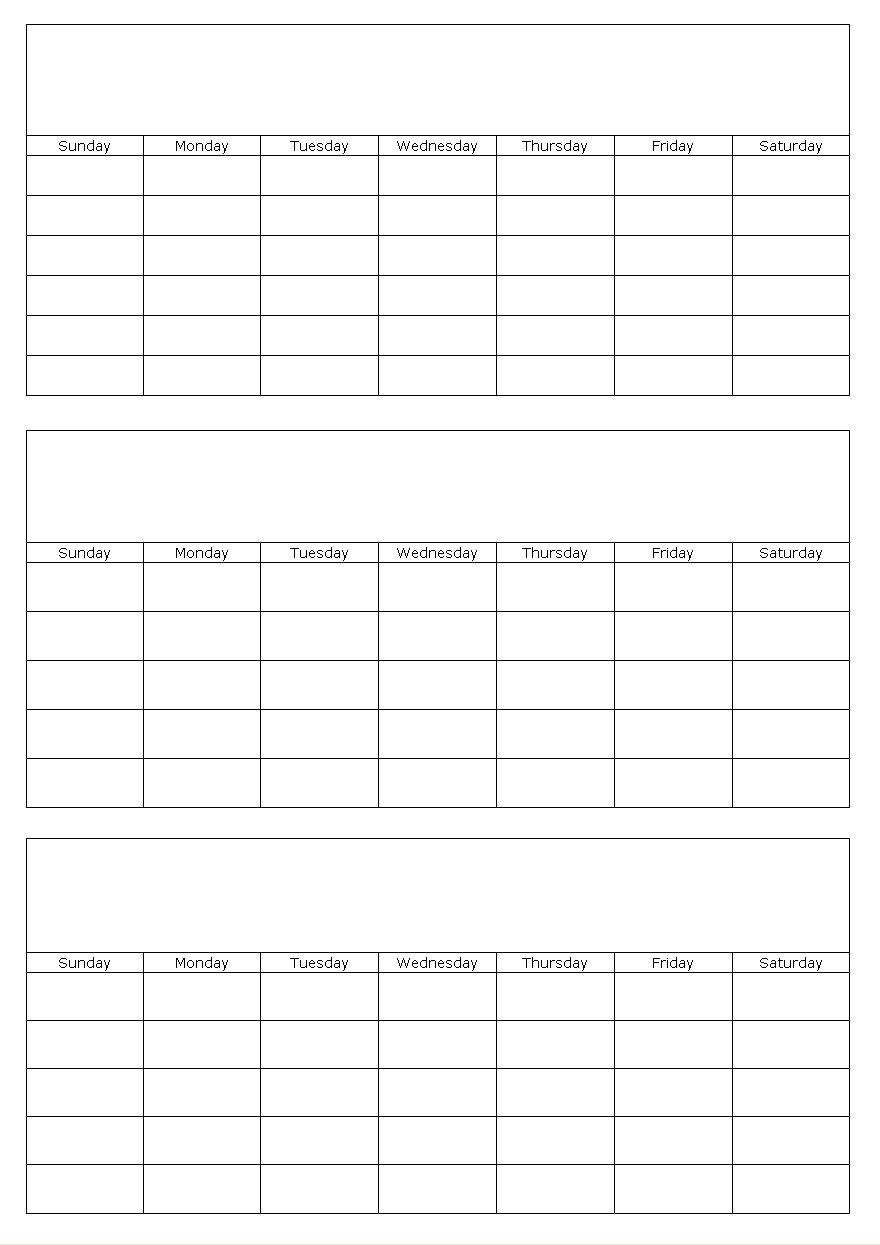 Monthly Calendar Template Excel 2018 - Shefftunes.tk  Blank 3 Month Printable Monthly Calendar