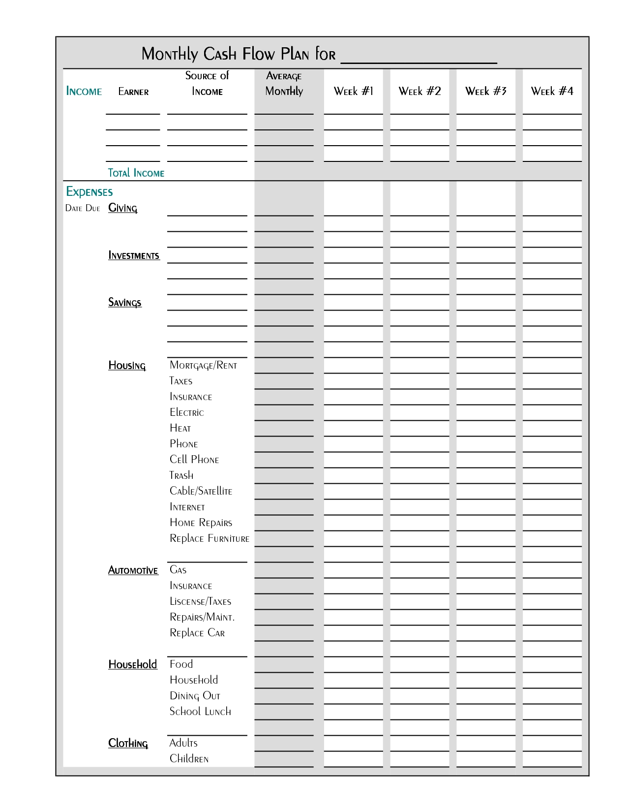 Personal Budget Forms Printable - Yeniscale.co  Free Printable Monthly Household Bills Due Form
