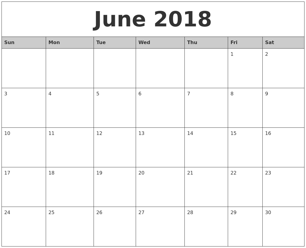 Printable 2018 Monthly Calendars - Yeniscale.co  Full Page Monthly Calendar Printable