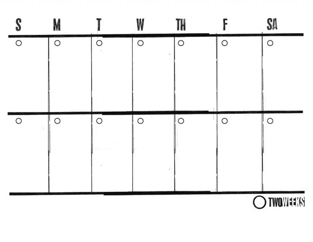 2 Week Blank Calendar Printable Template Calendar Design