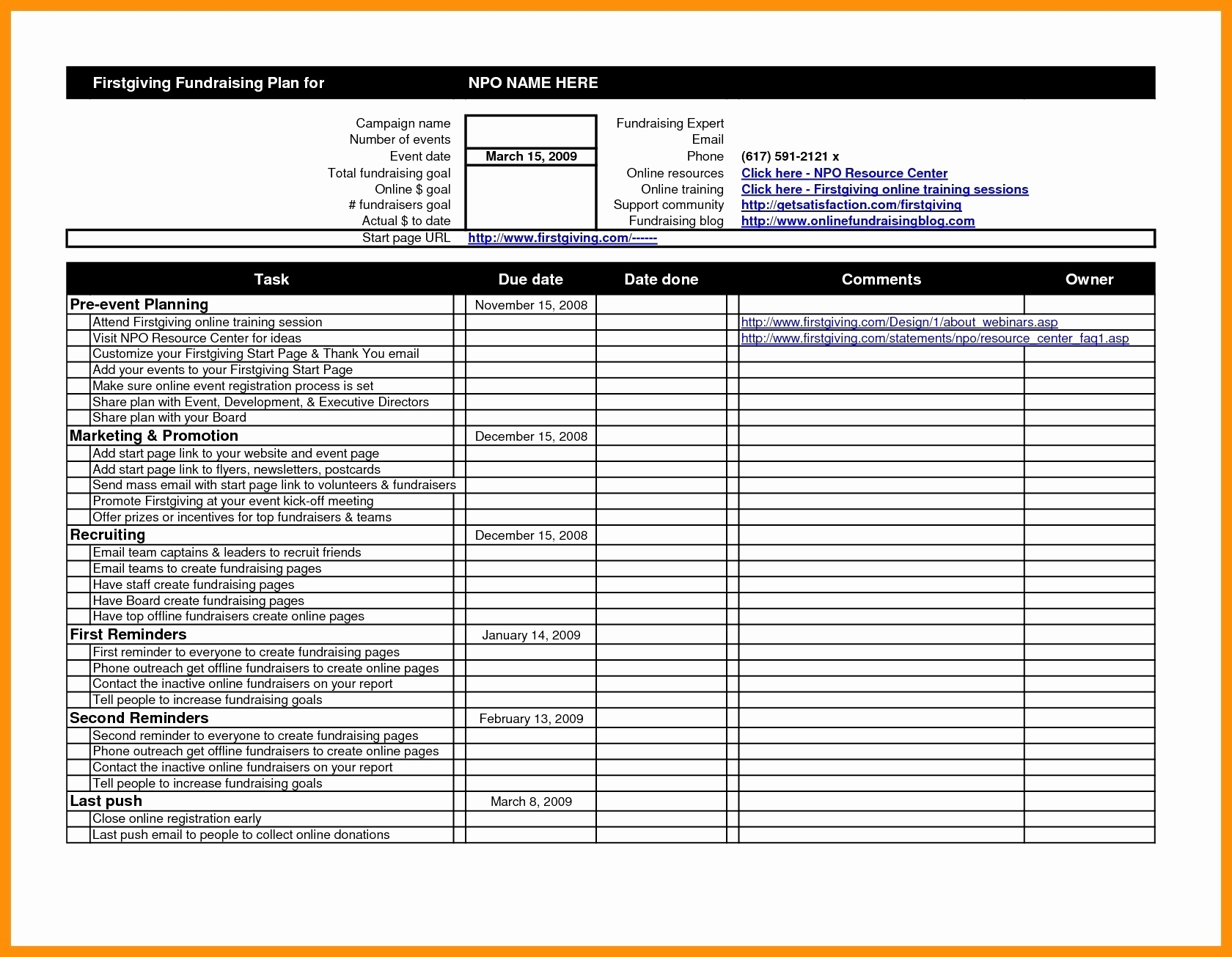 Event Planning Template Excel