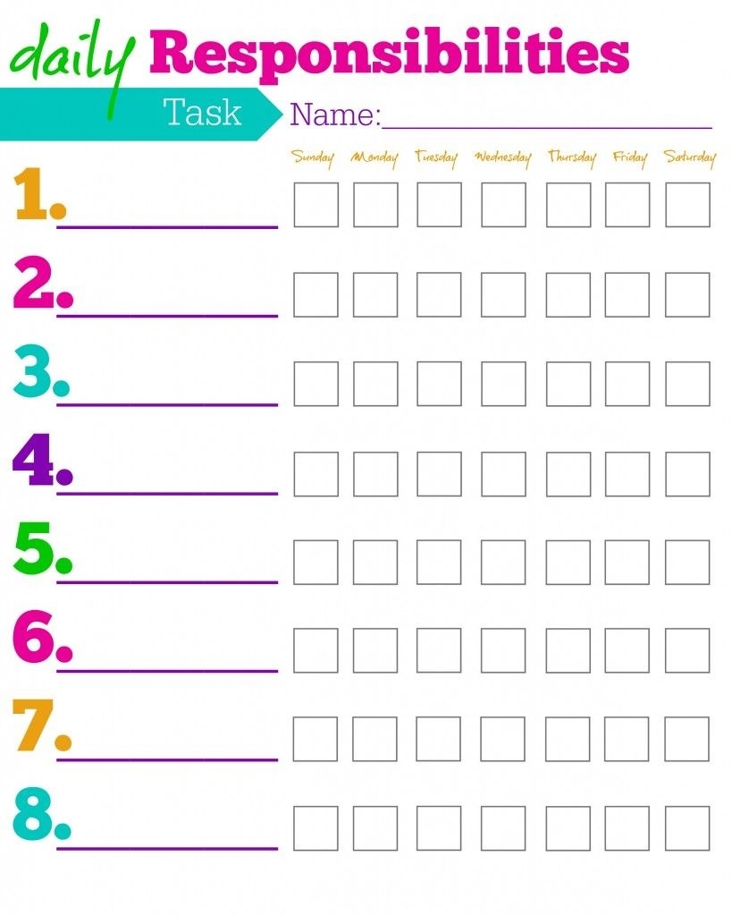 Daily Responsibilities Chart For Kids! Free Printable To Help  Monthly Behavior Chart Paper Printout