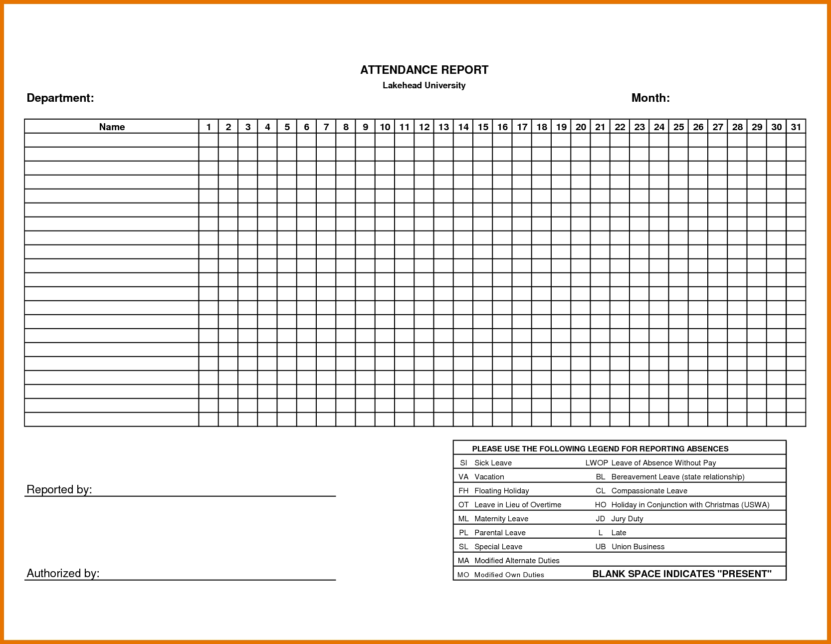 Employee Attendance Sheet With 3 Columns : Helloalive Free Printable  Blank Monthly Holiday Sheet Template