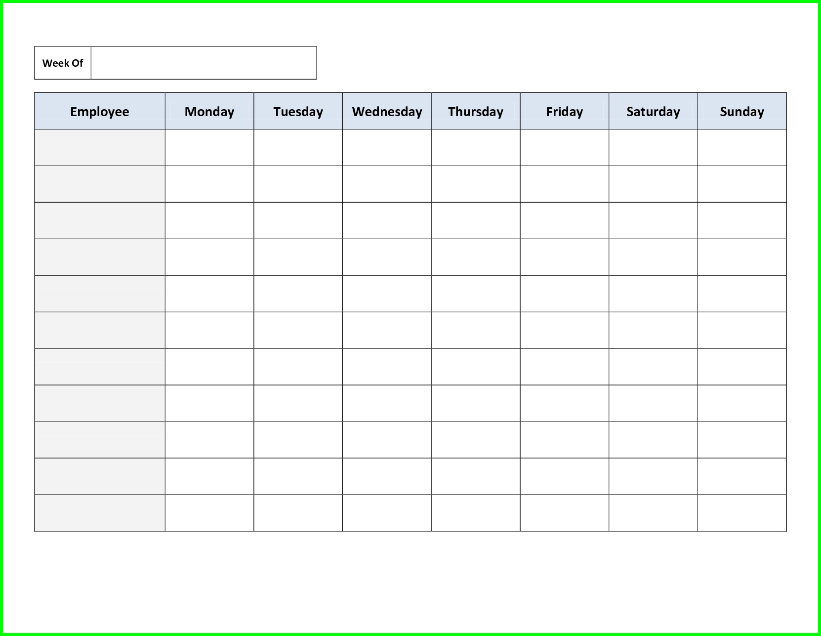 Employee-Weekly-Schedule-Template-Excel-118442973 (1662×1287  Weekly Schedule Monday - Sunday