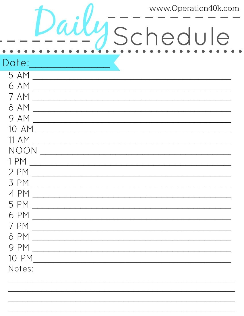 Free Printable Daily Planner Lovely Daily Planner With Time  Printable Daily Schedule With Time