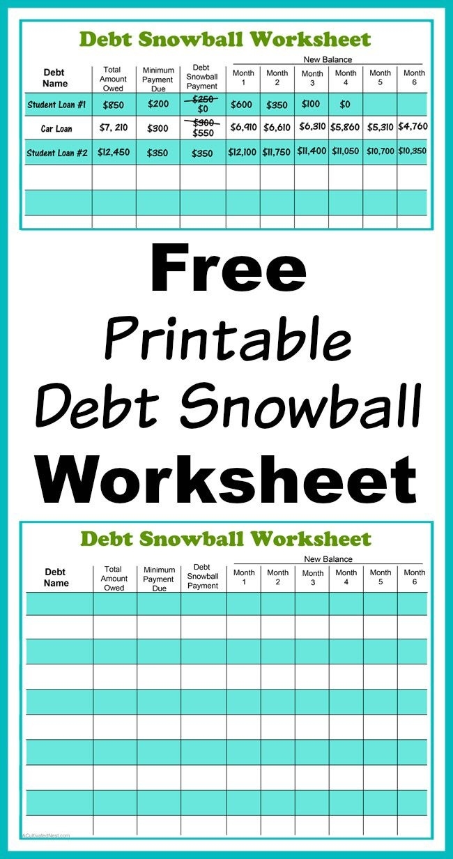 Free Printable Debt Snowball Worksheet- Pay Down Your Debt  Utility Bills Payment Printable List