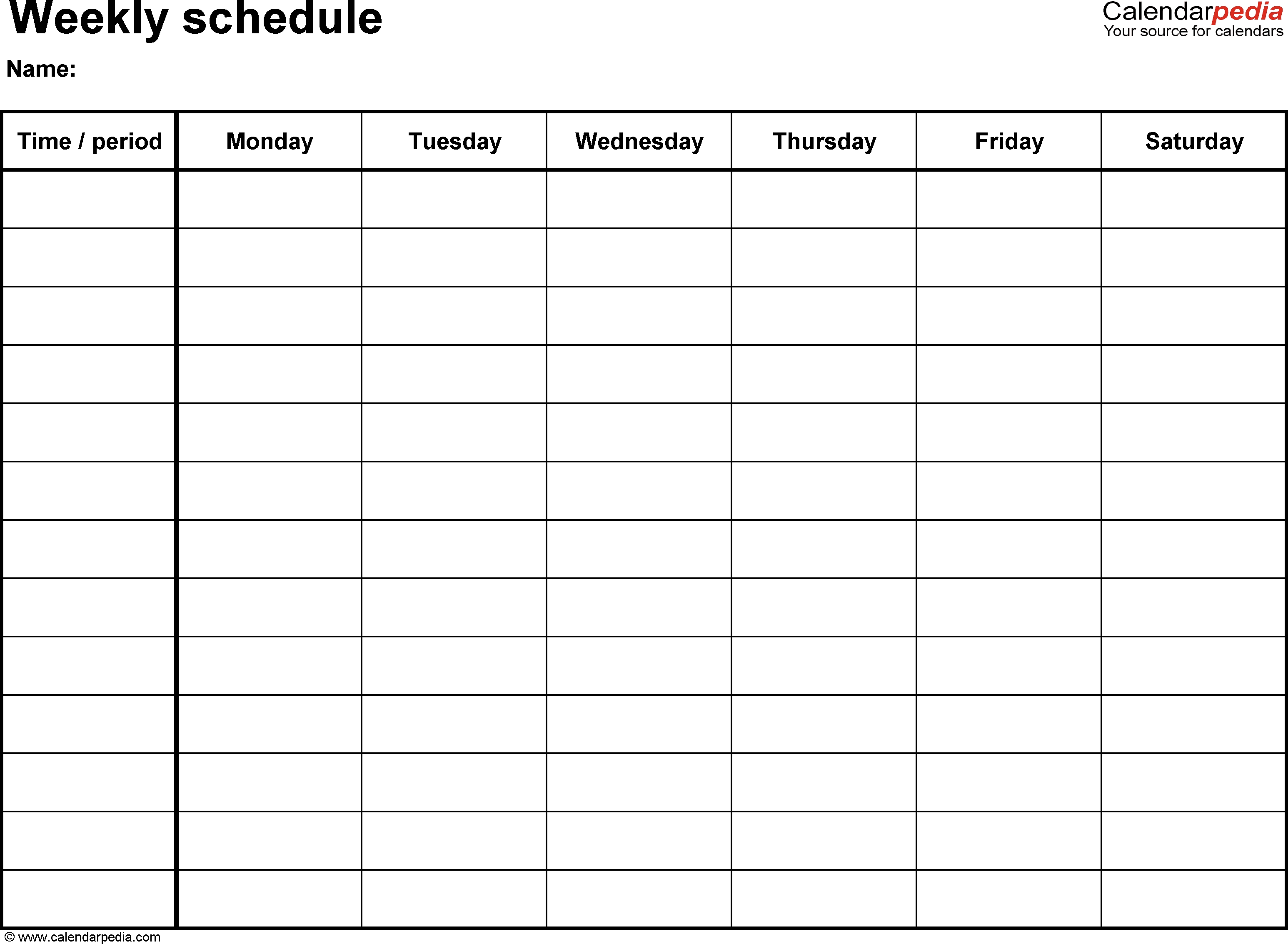 Free Weekly Schedule Templates For Word - 18 Templates  Weekly Schedule Monday - Sunday