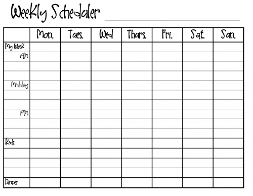 weekly schedule template mondaysunday Template Calendar Design