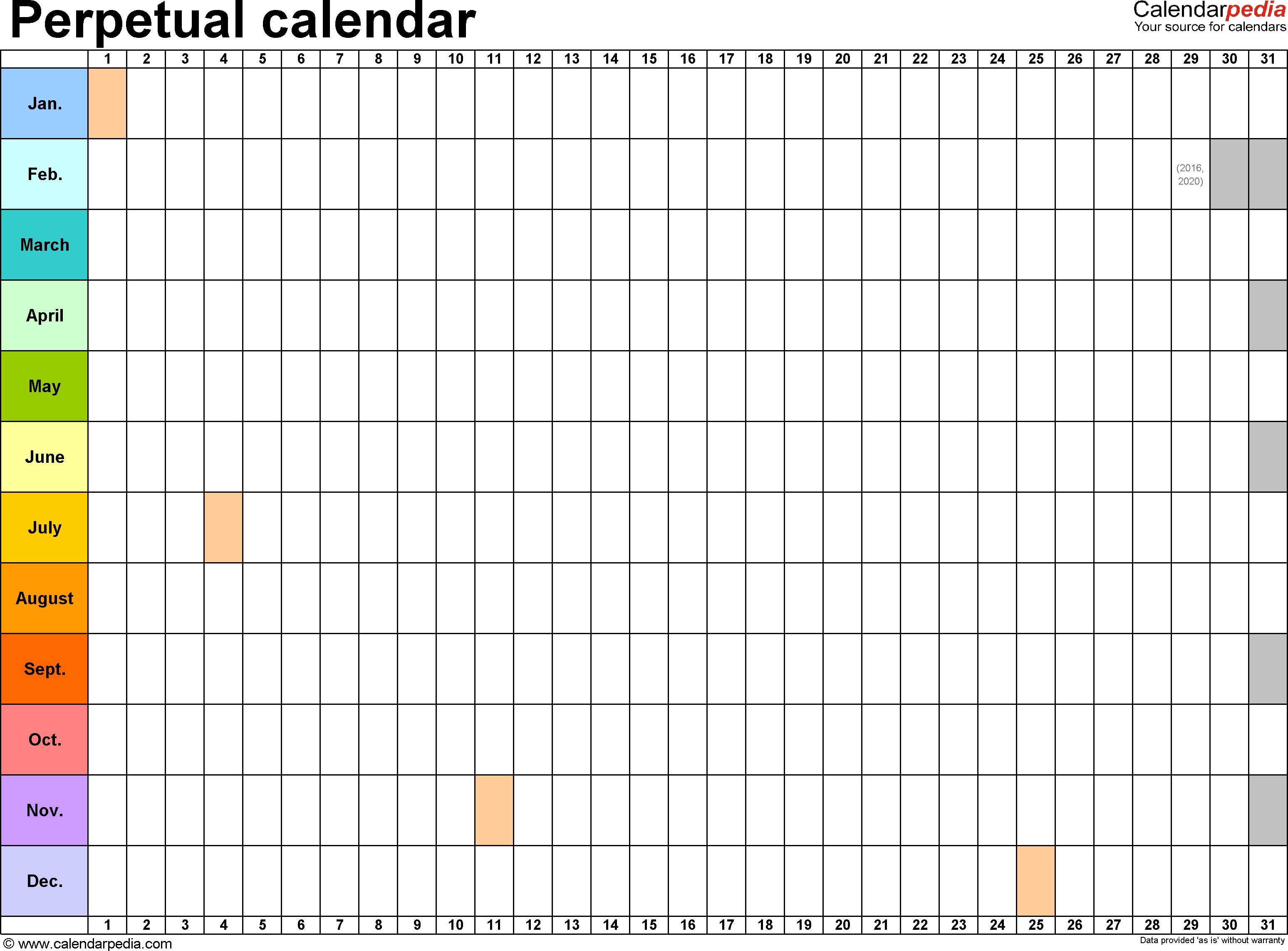 Perpetual Calendars 7 Free Printable Excel Templates Tearing 365 Day  Calendar Template With 194 Days