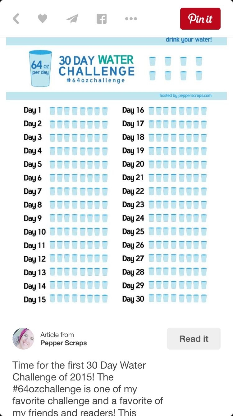 30 Day Water Challenge Printable Template Calendar Design