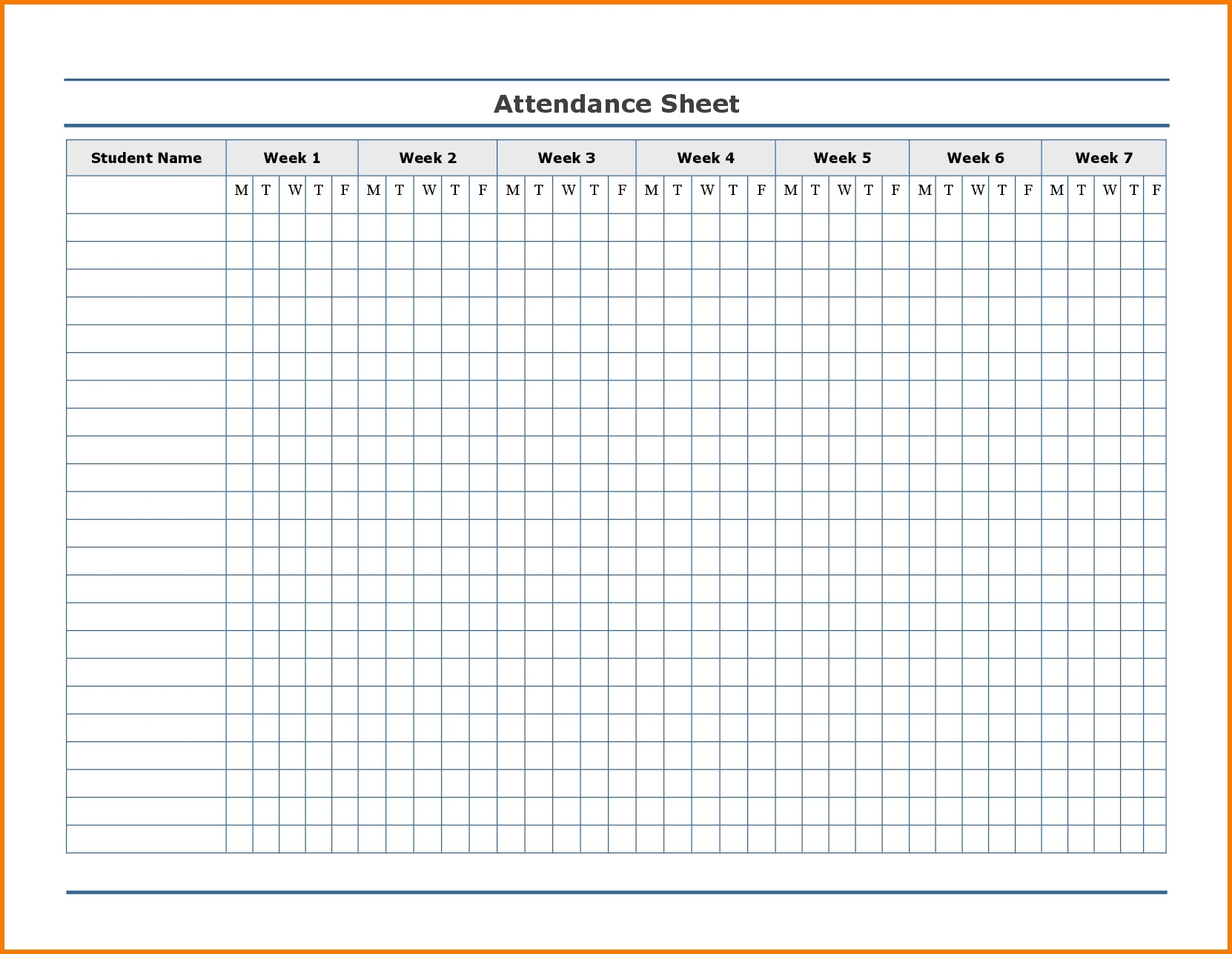 Printable Attendance Sheet Template Blank Sign Up Example  Free  Day Care Attendance Sheet Template