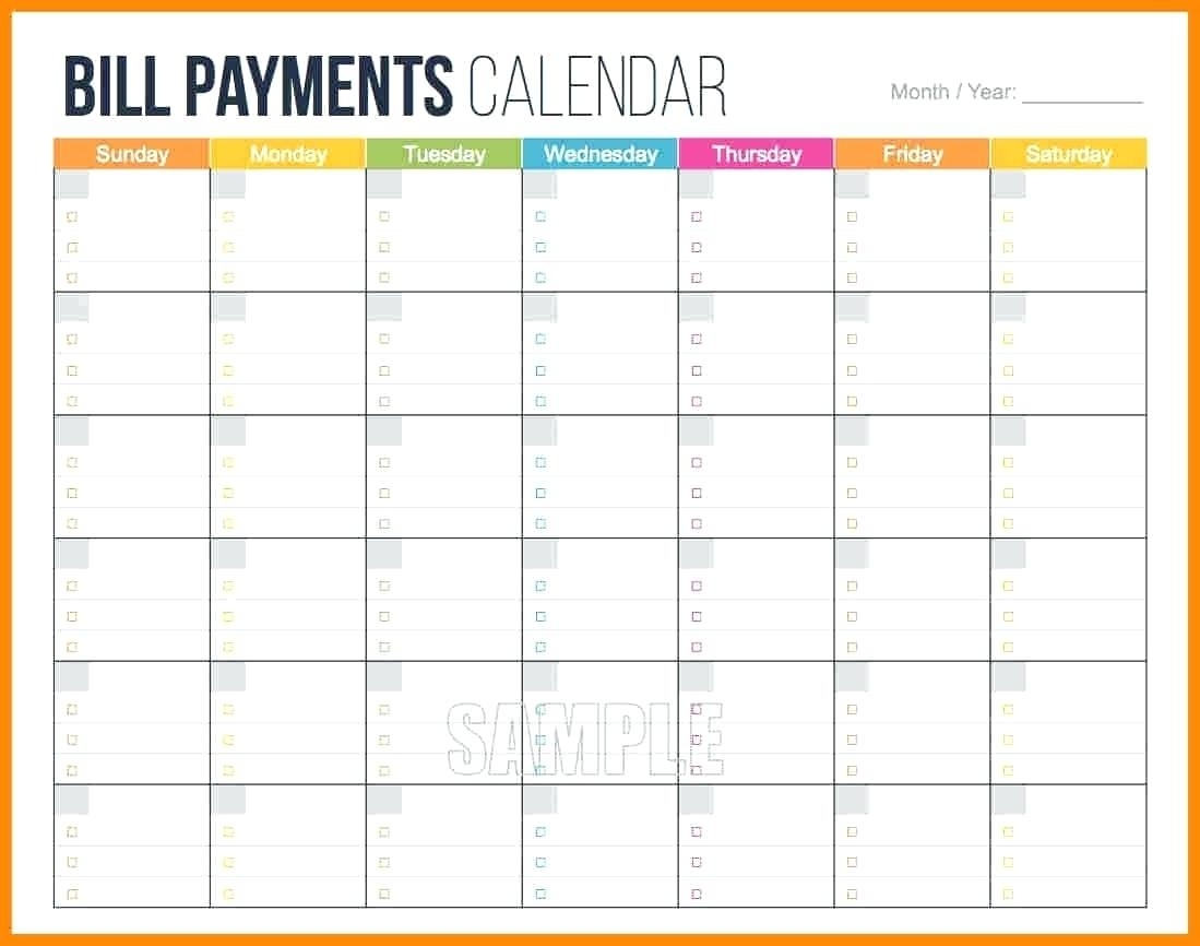 Monthly Bill Calendar Template Printable Template Calendar Design