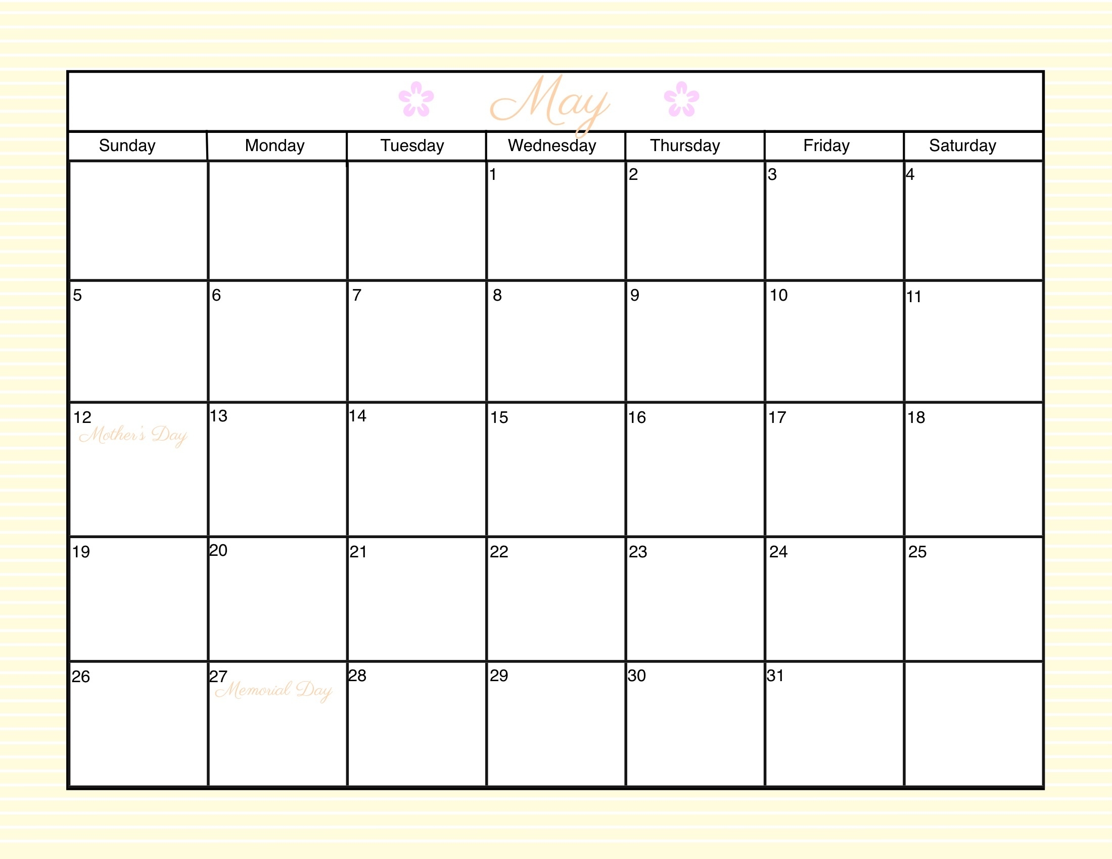 013 Blank Monthly Calendar Template Free Printable Printable Blank Monthly Calendar Template