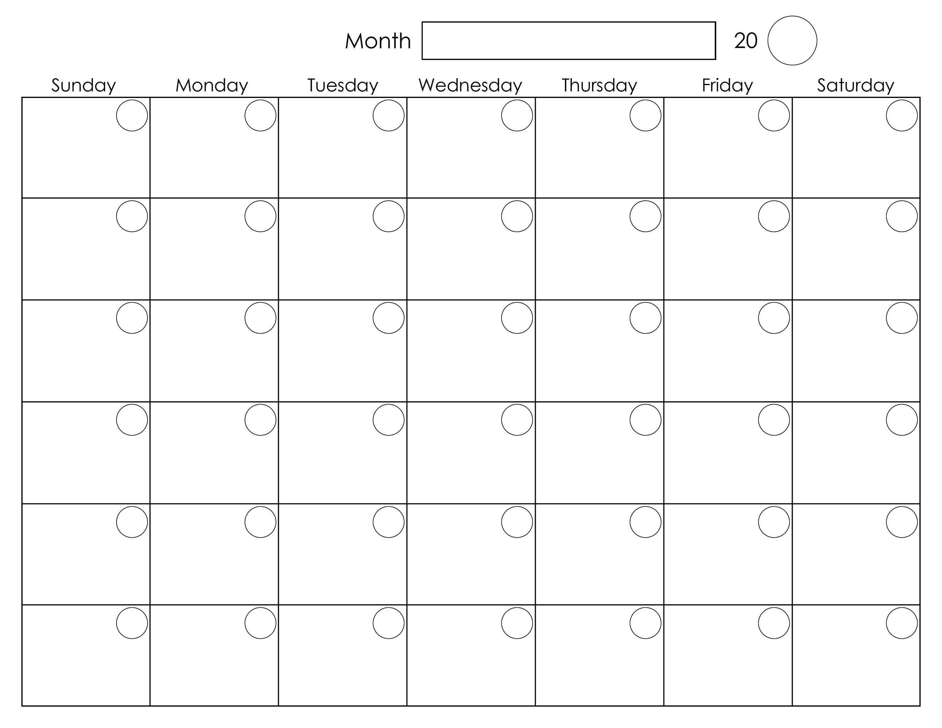Printable Blank Monthly Calendar | Activity Shelter | Calendar  Free Editable Monthly Calendar Printable