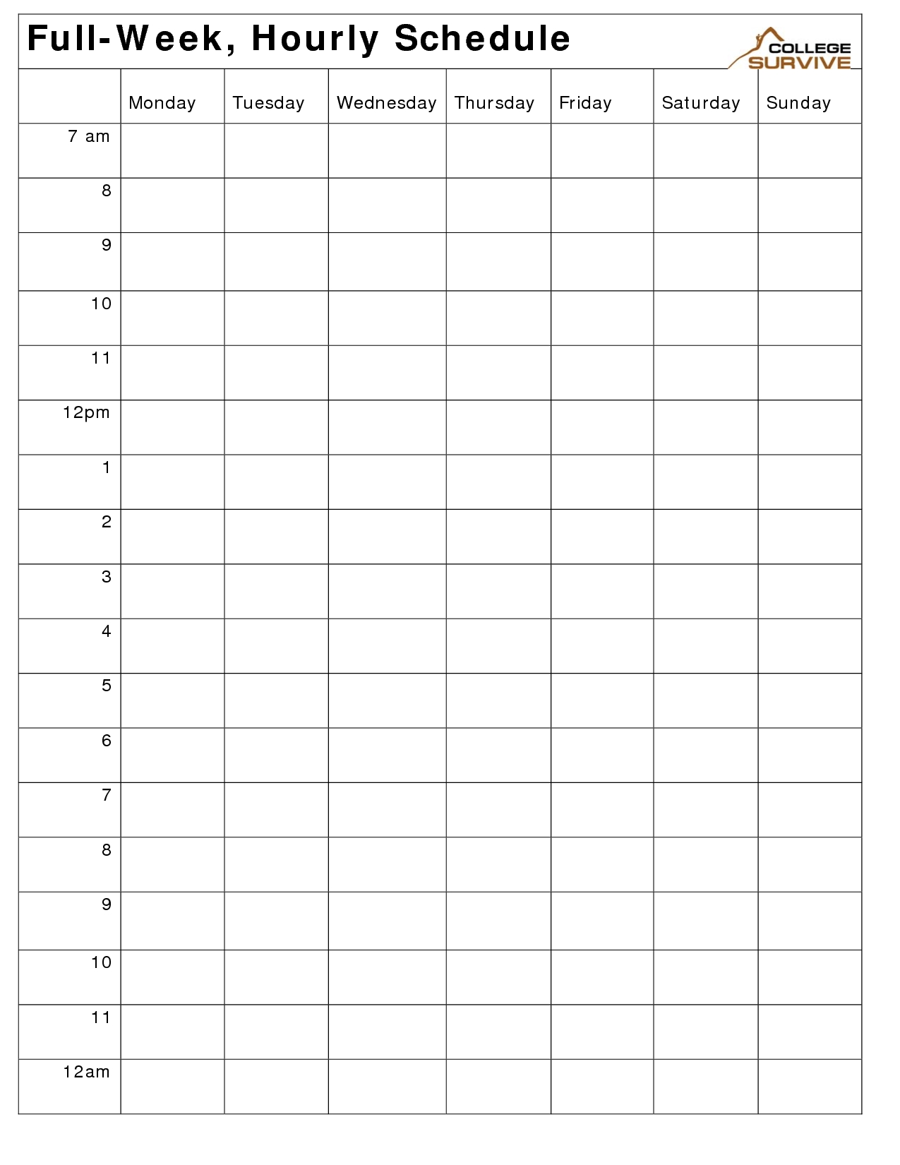 Printable Weekly Hourly Schedule Template … | List Tem…  Printable Appointment Calendars Monday Through Friday